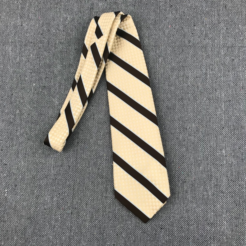 Christian Dior brown yellow neck tie stripes